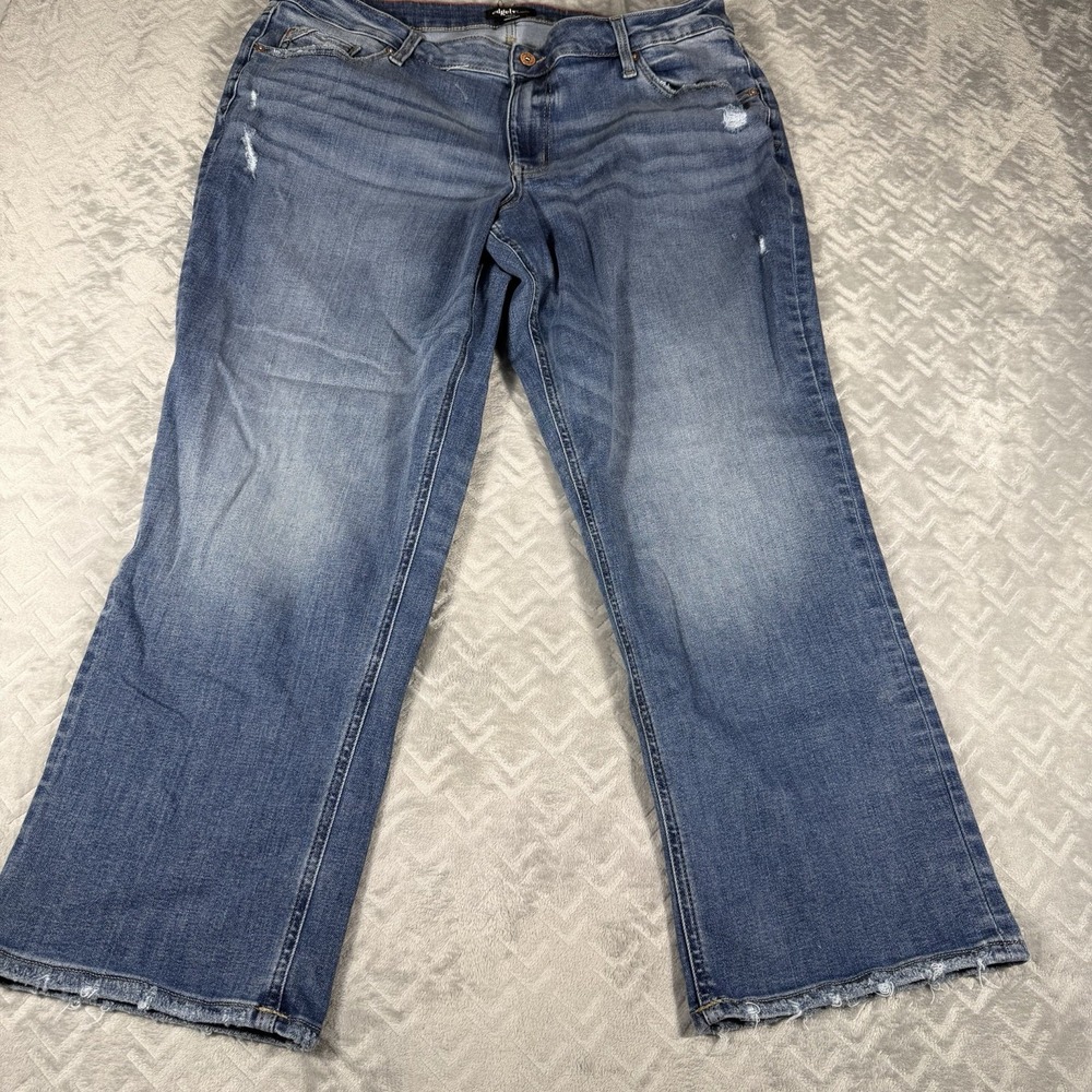 Edgely Women's Jeans 20W Short Mid Rise Straight Leg Distressed Denim